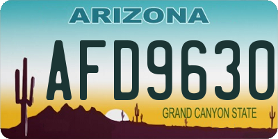 AZ license plate AFD9630