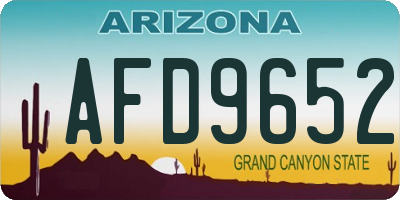 AZ license plate AFD9652