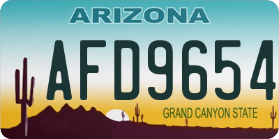 AZ license plate AFD9654