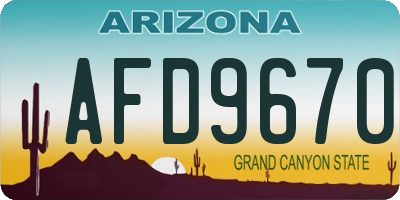 AZ license plate AFD9670