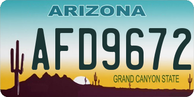 AZ license plate AFD9672