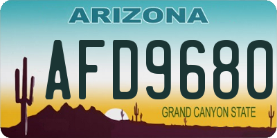 AZ license plate AFD9680