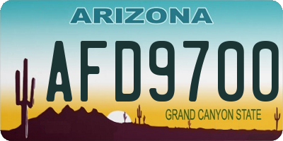 AZ license plate AFD9700