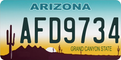 AZ license plate AFD9734