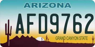 AZ license plate AFD9762