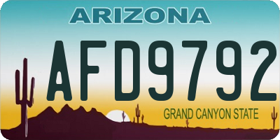 AZ license plate AFD9792