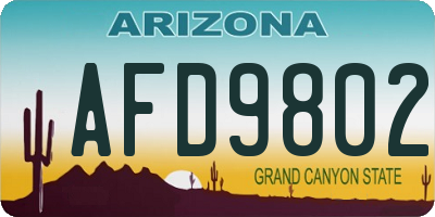 AZ license plate AFD9802