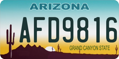 AZ license plate AFD9816