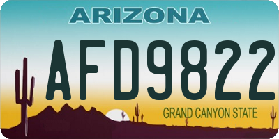 AZ license plate AFD9822