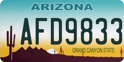 AZ license plate AFD9833