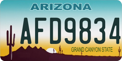 AZ license plate AFD9834