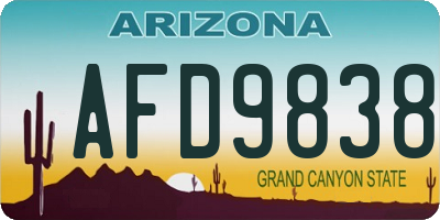 AZ license plate AFD9838