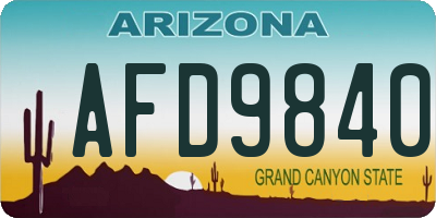 AZ license plate AFD9840