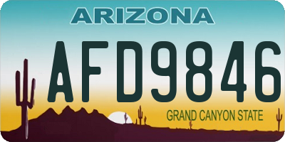AZ license plate AFD9846