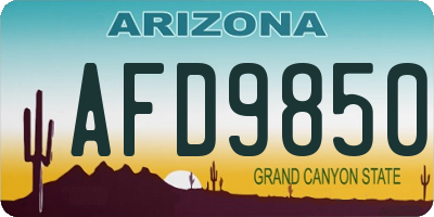 AZ license plate AFD9850