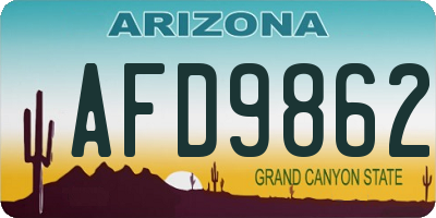 AZ license plate AFD9862