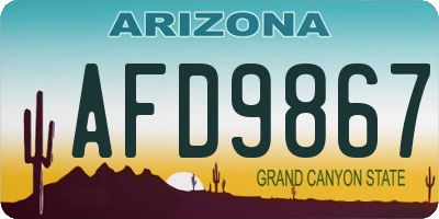 AZ license plate AFD9867