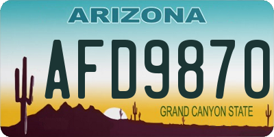 AZ license plate AFD9870