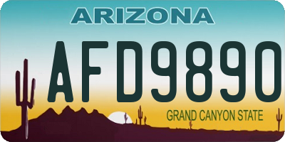 AZ license plate AFD9890