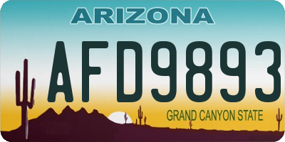 AZ license plate AFD9893
