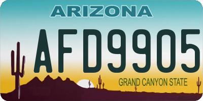 AZ license plate AFD9905