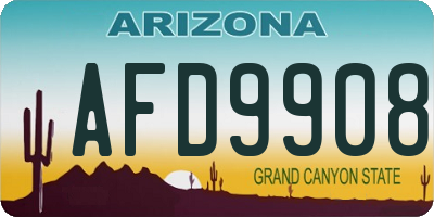 AZ license plate AFD9908