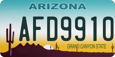 AZ license plate AFD9910
