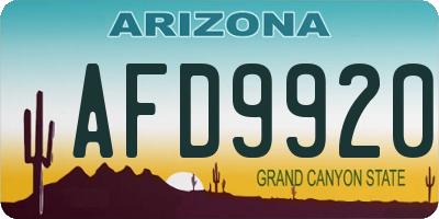 AZ license plate AFD9920