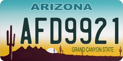 AZ license plate AFD9921