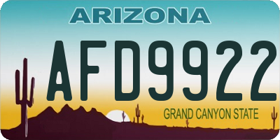 AZ license plate AFD9922