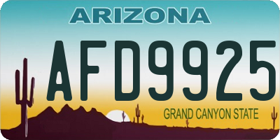 AZ license plate AFD9925