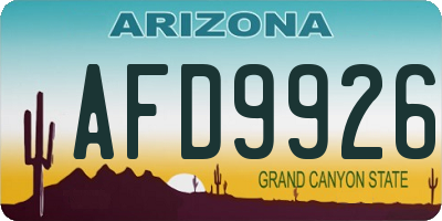 AZ license plate AFD9926