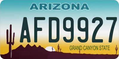 AZ license plate AFD9927