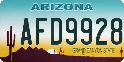 AZ license plate AFD9928