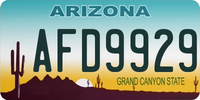 AZ license plate AFD9929