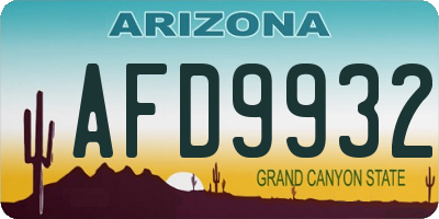 AZ license plate AFD9932