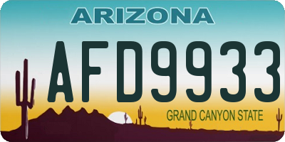 AZ license plate AFD9933