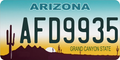 AZ license plate AFD9935