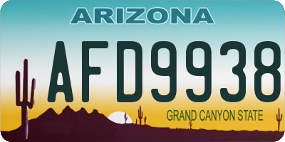 AZ license plate AFD9938