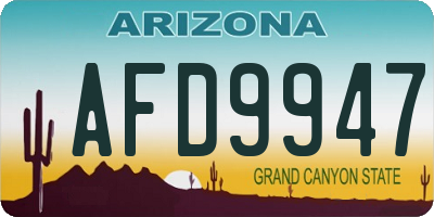 AZ license plate AFD9947