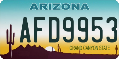 AZ license plate AFD9953