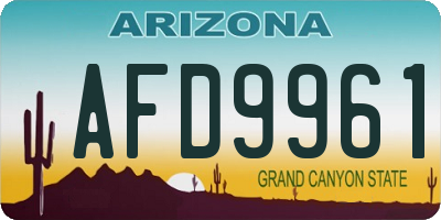 AZ license plate AFD9961