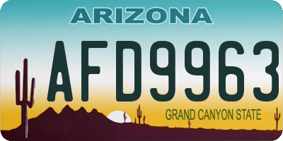 AZ license plate AFD9963