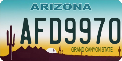 AZ license plate AFD9970