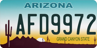 AZ license plate AFD9972