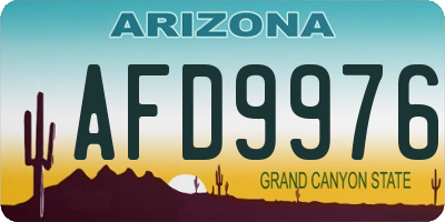 AZ license plate AFD9976