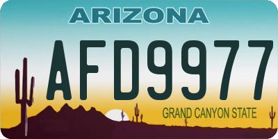AZ license plate AFD9977