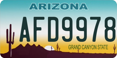 AZ license plate AFD9978