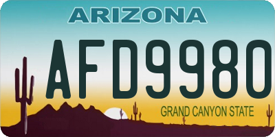 AZ license plate AFD9980