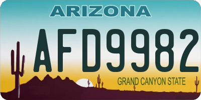 AZ license plate AFD9982